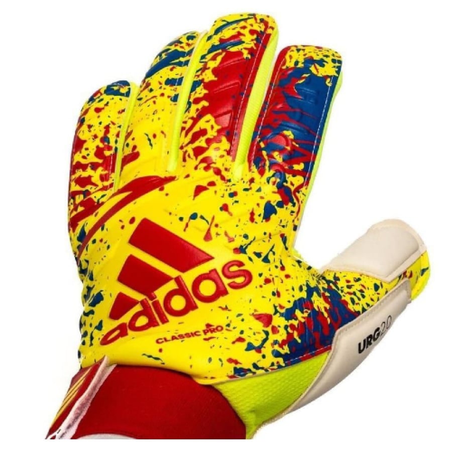 ADIDAS GOALKEEPER GLOVES CLASSIC PRO EXHIBIT - SOLAR YELLOW/ACTION RED/FOOTBALL BLUE