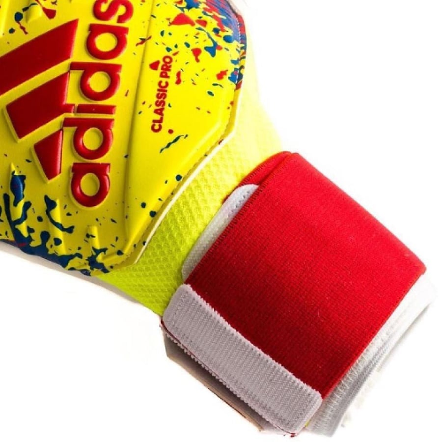 ADIDAS GOALKEEPER GLOVES CLASSIC PRO EXHIBIT - SOLAR YELLOW/ACTION RED/FOOTBALL BLUE