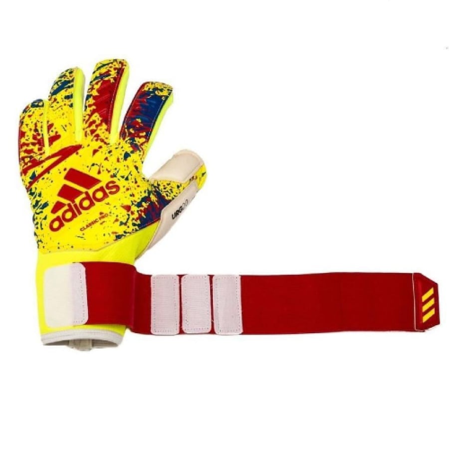 ADIDAS GOALKEEPER GLOVES CLASSIC PRO EXHIBIT - SOLAR YELLOW/ACTION RED/FOOTBALL BLUE