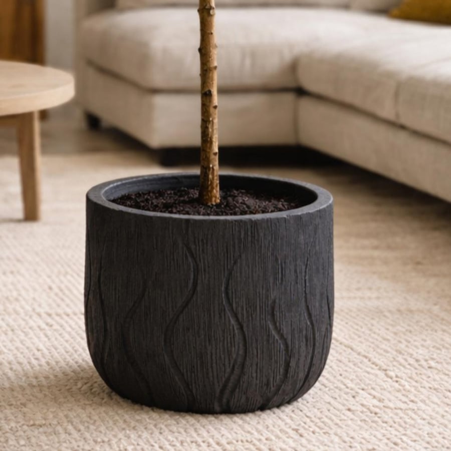 حوض فخار اسود كبير
