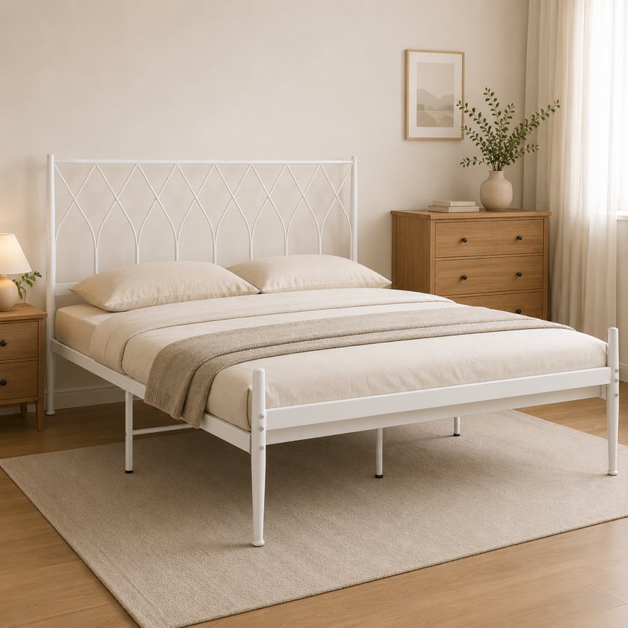 سرير مقاس 200*180 3825 WHITE لون ابيض