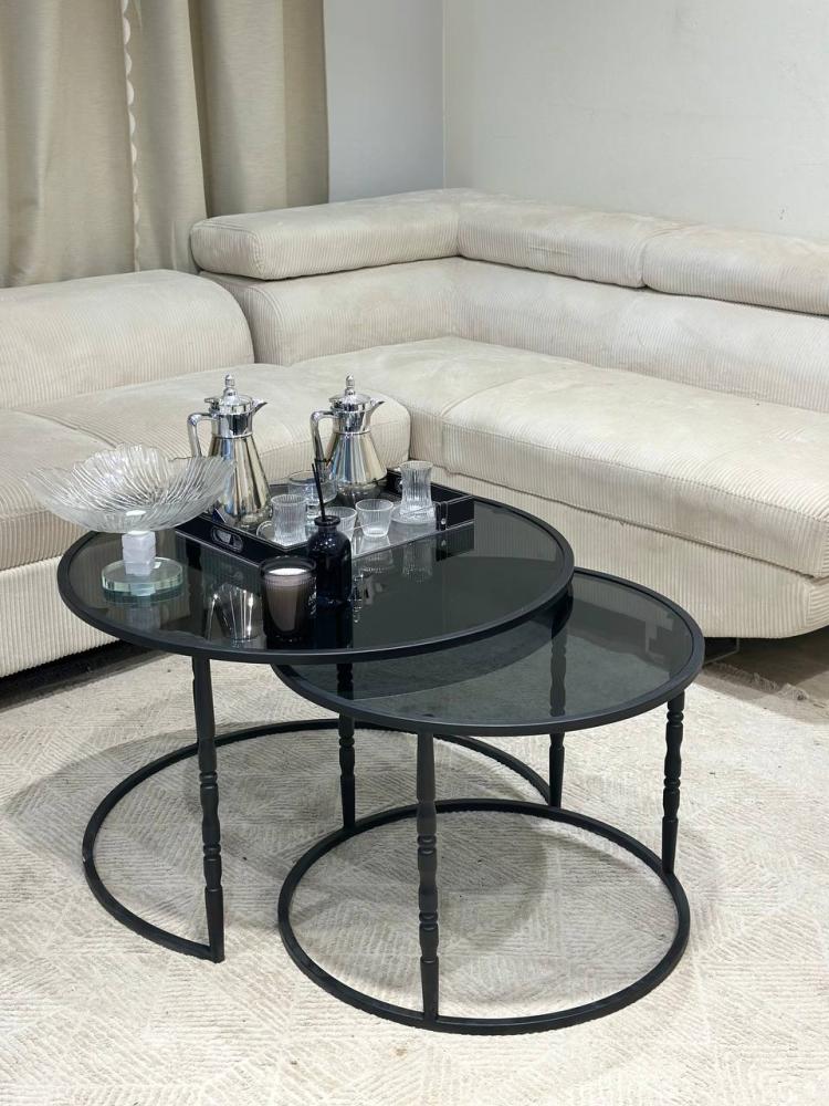 طقم طاولات ضيافة مع 4 خدمة لون اسود * TL*عروض
