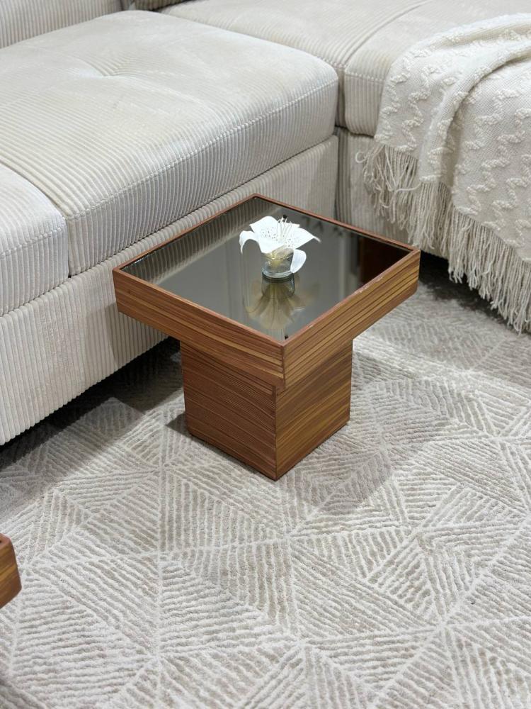 طقم طاولة ارضي زجاج مرايا مع 4 خدمة - تصميم عصري
