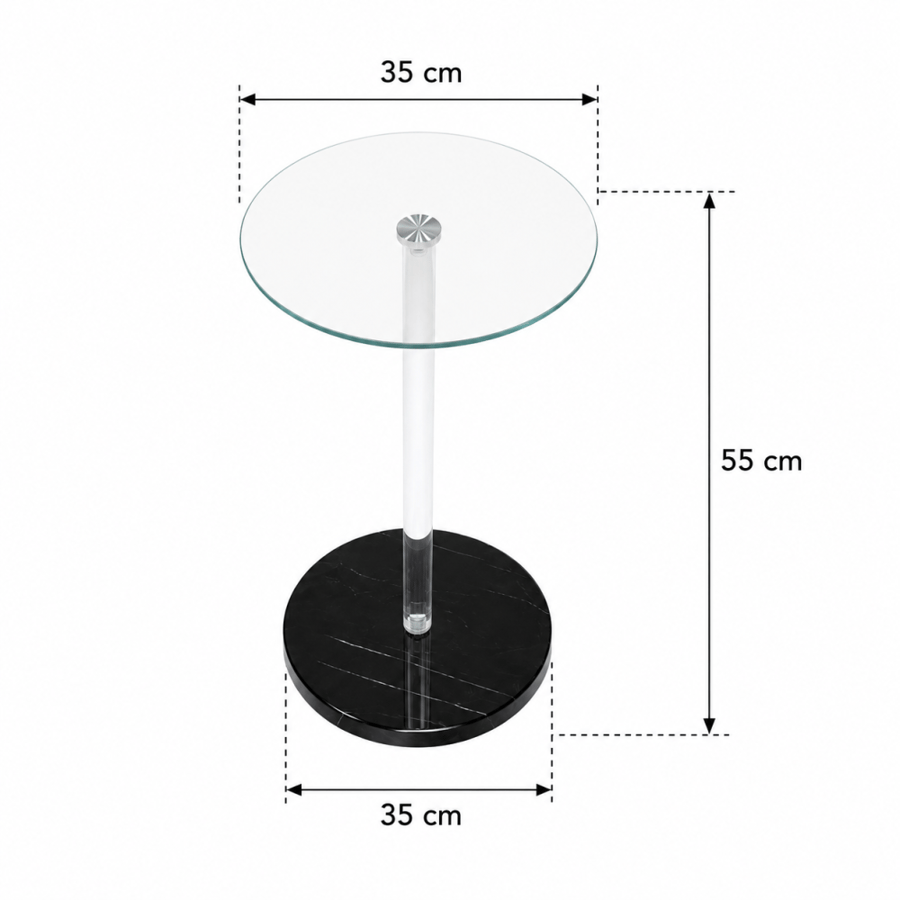 "طاولة خدمة مفرد OG-23CLEAR GLASS +BLACK MARBLE"*عروض