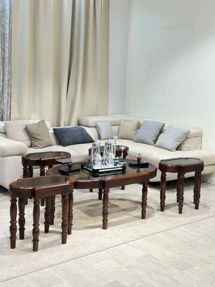 طقم طاولات ضيافة سطح زجاج مراية
