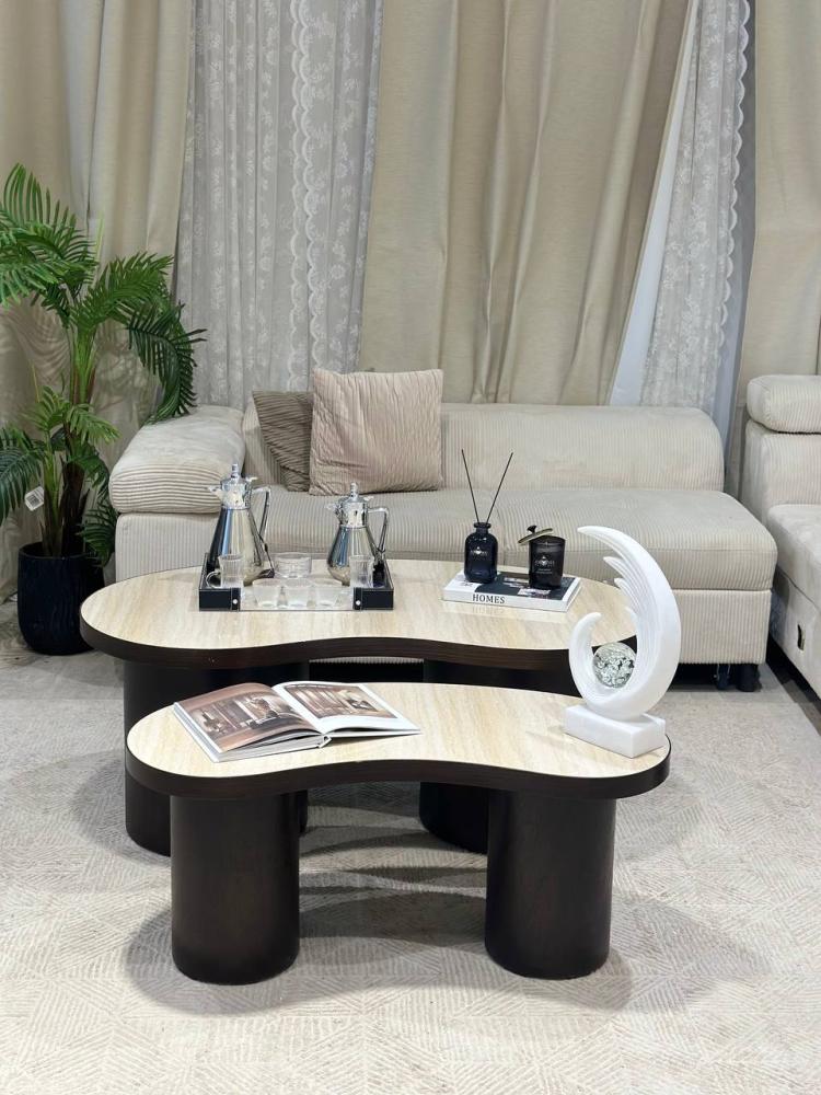 طقم طاولتين وسط مع 4 طاولات خدمة – تصميم عصري فاخر