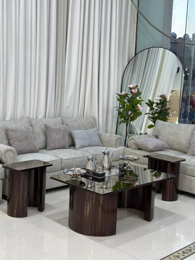 طقم طاولات ضيافة مع 6 طاولات خدمة – سطح زجاج بتصميم عصري وأنيق
