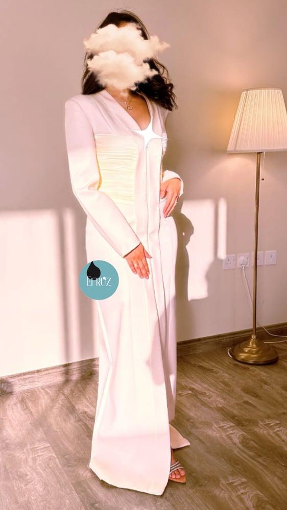 MELTEM فستان جاكيت مكسي بدرابيه على الصدر لونين