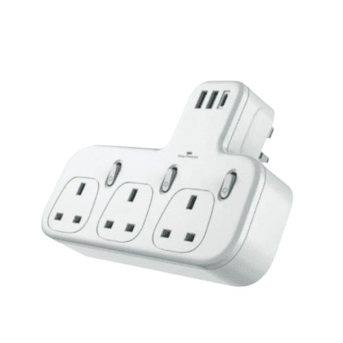 قسام كهرباء ثلاثي مع منفذين USB ومنفذ PD ماركة DENX- متجر اوفر