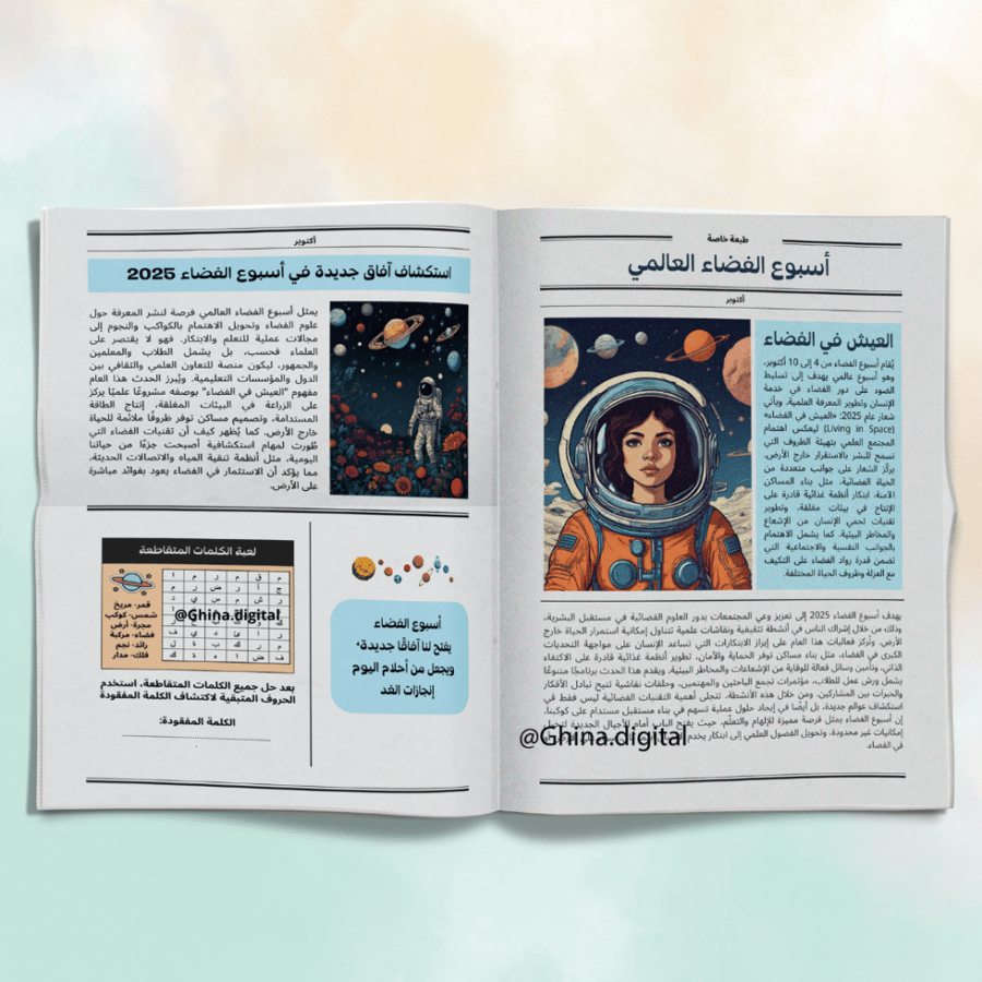 تصميم جريدة أسبوع الفضاء  2025  باللغة العربية