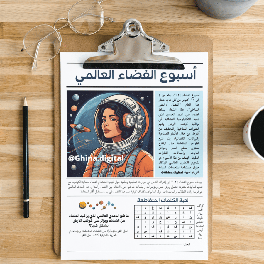 تصميم لعبة الكلمات المتقاطعة أسبوع الفضاء العالمي بدون اسم