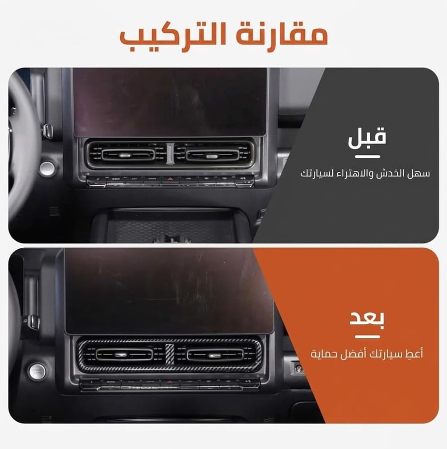 إطار ديكور فتحة التكييف الوسطى بلمسة ألياف الكربون (كاربون فايبر) لسيارة هافال Haval H9 (موديلات 2024 - 2027)