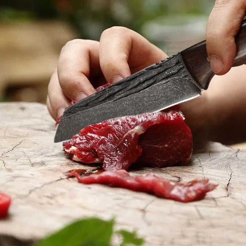Stainless steel knife, handmade, cold forged, wooden handle