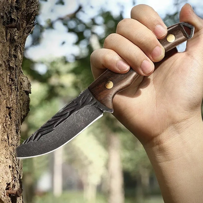 سكين ستاينلس ستيل صناعة يدوية مضروب على البارد مقبض خشبي