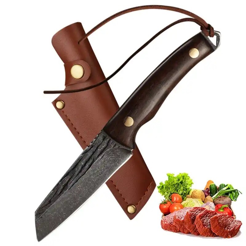 Stainless steel knife, handmade, cold forged, wooden handle