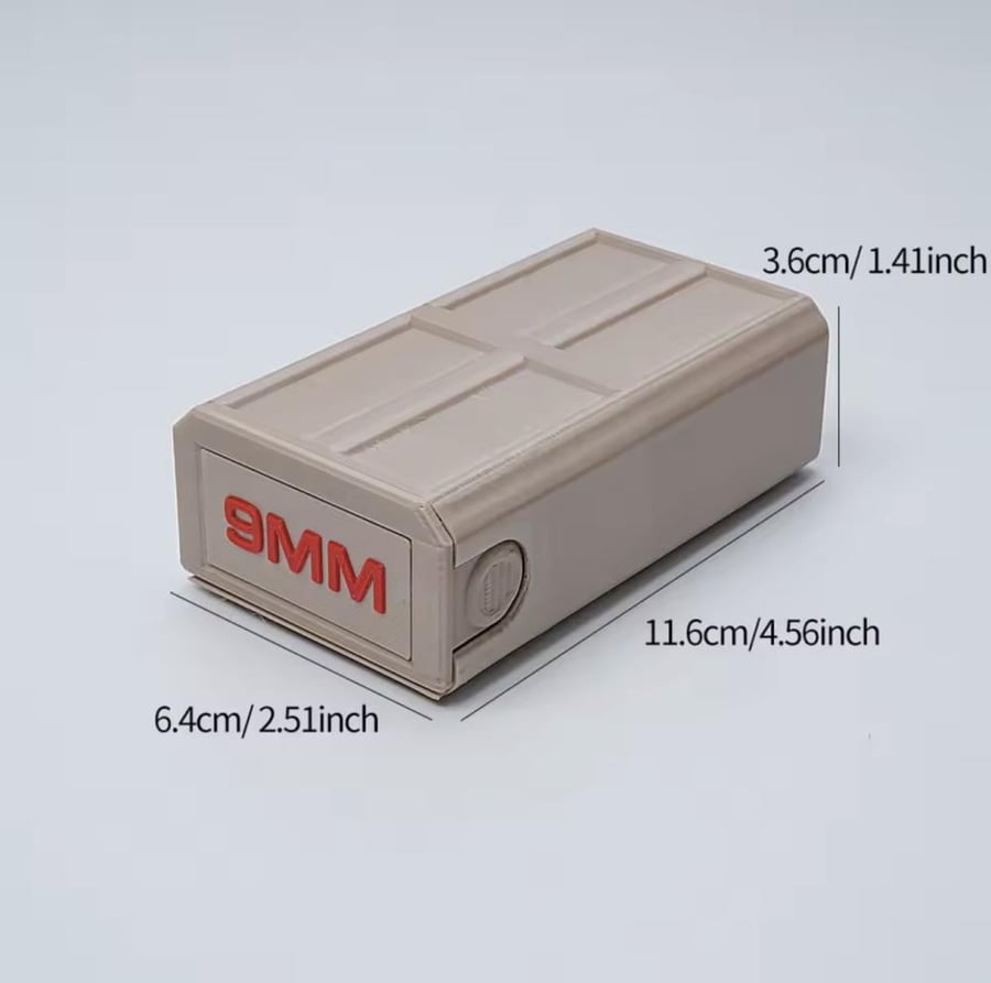 صندوق تنظيم وحفظ الذخيرة 9mm سعة 50 طلقة - تصميم درجي سحاب