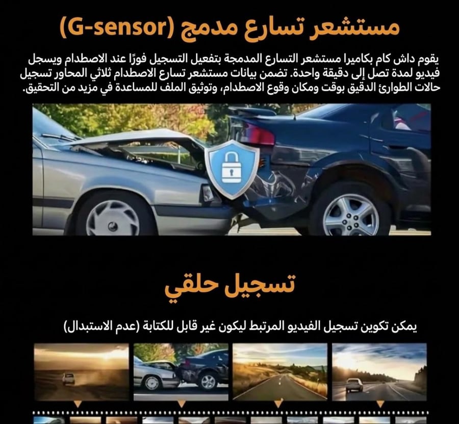 داش كام للسيارة كاميرا مزدوجة خارجية وداخلية FHD 1080P - تصوير ليلي وزاوية عريضة