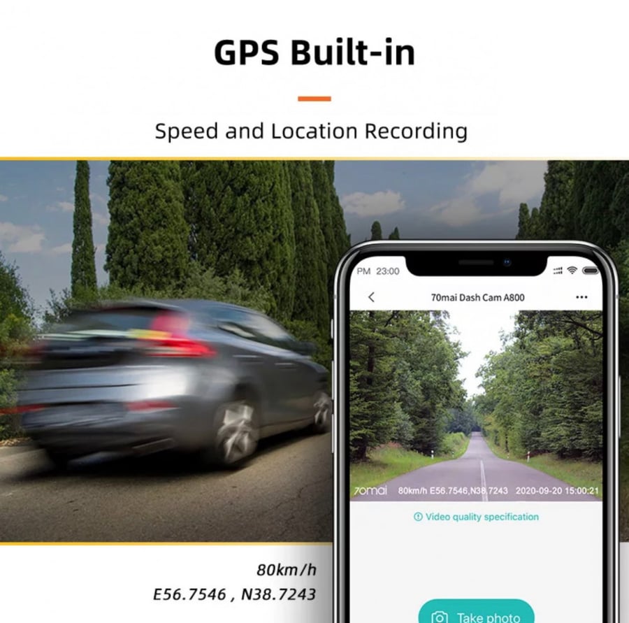 داش كام من شاومي 4K امامي GPS رادار خروج عن المسار
