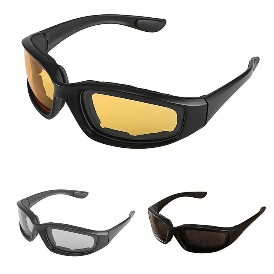 Eye protection glasses suitable for shooting or riding bicycles available with 3 different lenses