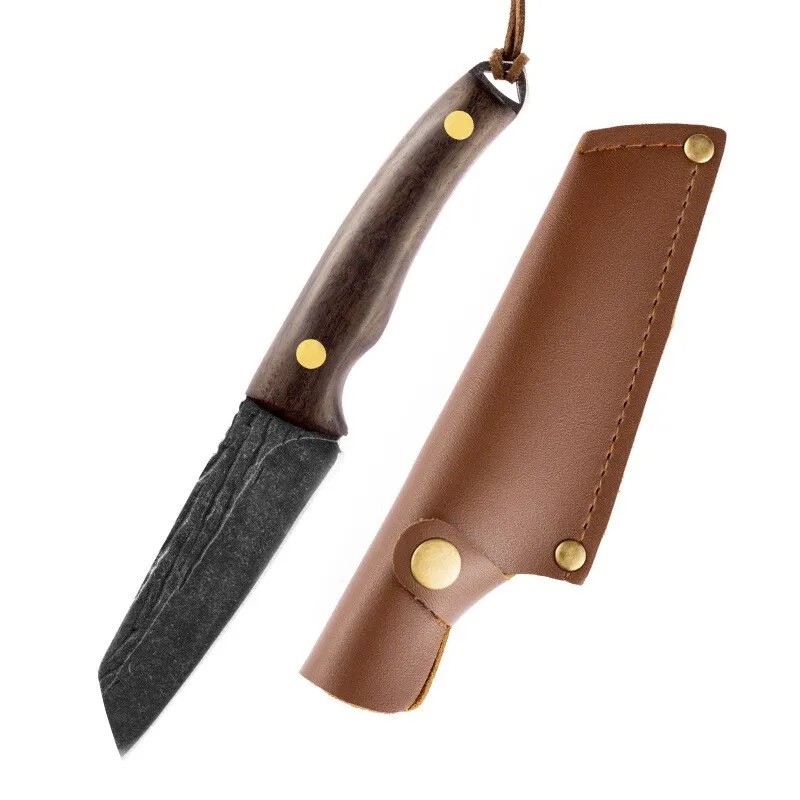 Stainless steel knife, handmade, cold forged, wooden handle