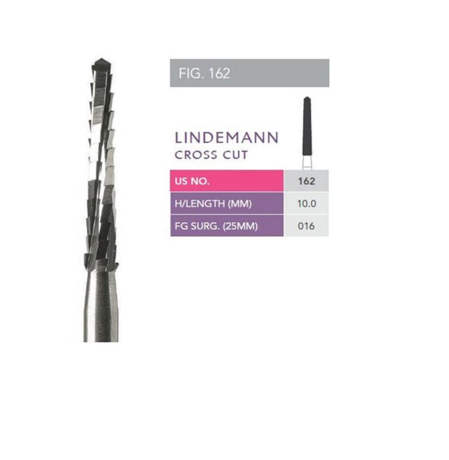 Surgical Burs - Tungsten Carbide 162 Lindemann Cross Cut HP Pack  of 5 / FG-162