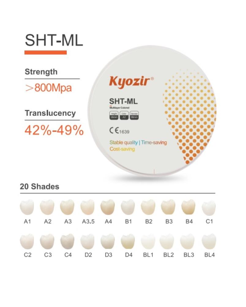 Kyozir Super High Translucency MultiLayer (SHT-ML) Dental Zirconia Shade A2