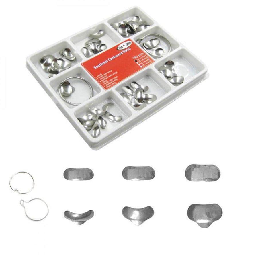 Layan Universal Kit of Sectional Contoured Matrices, PK/100 with 2 Rings