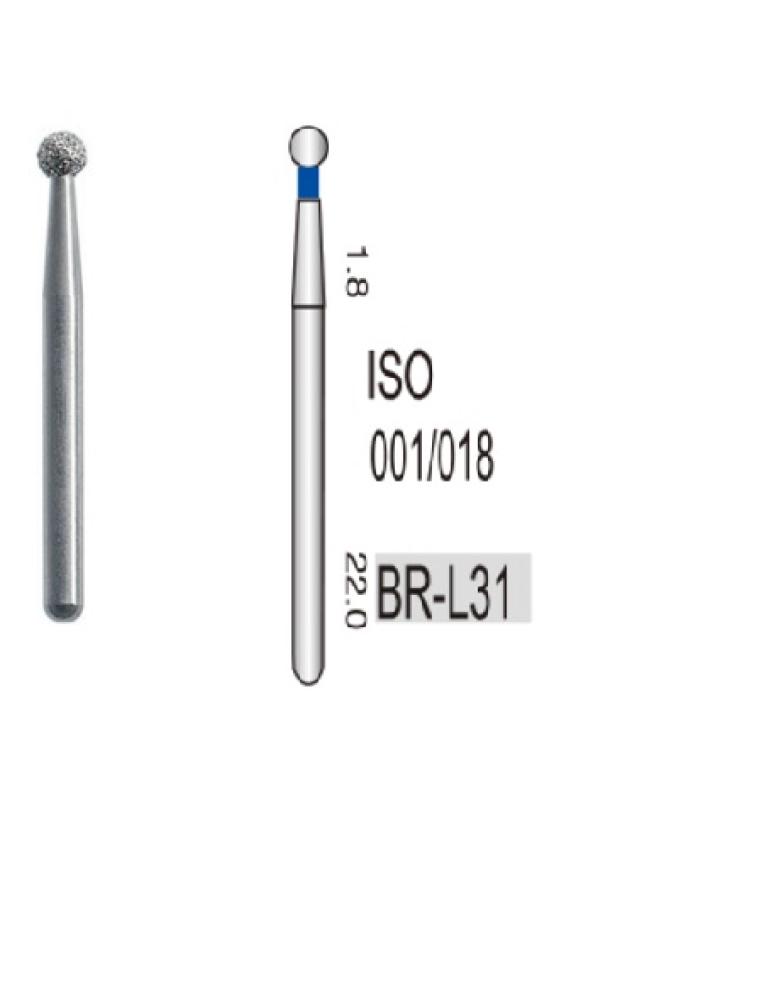 FG Diamond Bur ISO: 001/018  Round Medium Long Shank  (pack of 5)- BR-L31