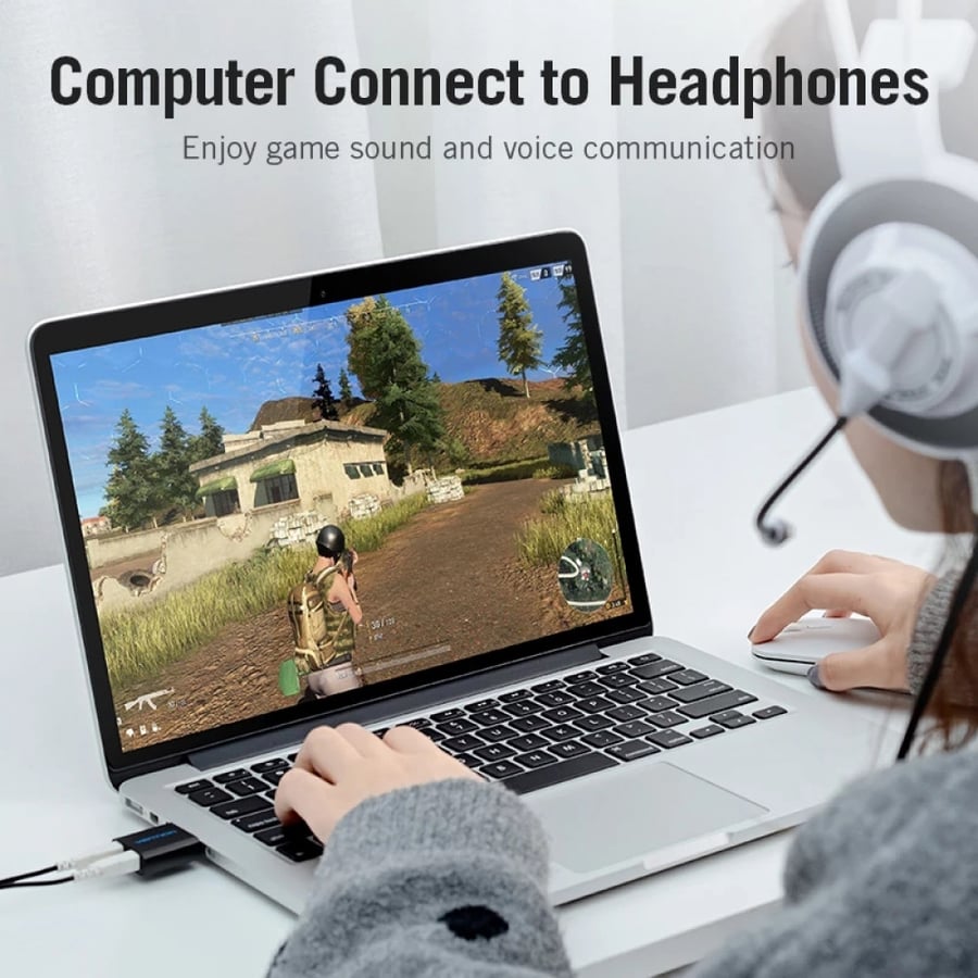 فينشن | كرت صوت خارجي محول usb الى مدخل سماعة و ميكروفون Vention | USB External Sound Card Audio Interface AUX