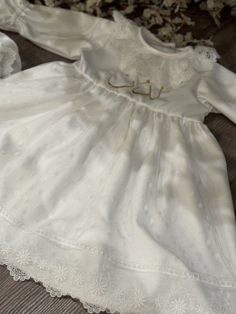 طقم فستان مع ربطة شعر وجوارب