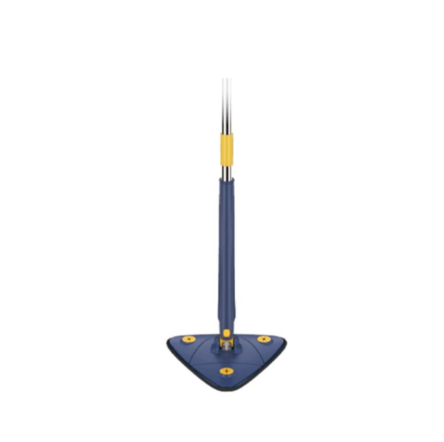 A triangular-shaped floor mop with a self-wringing feature, rotatable 360 degrees