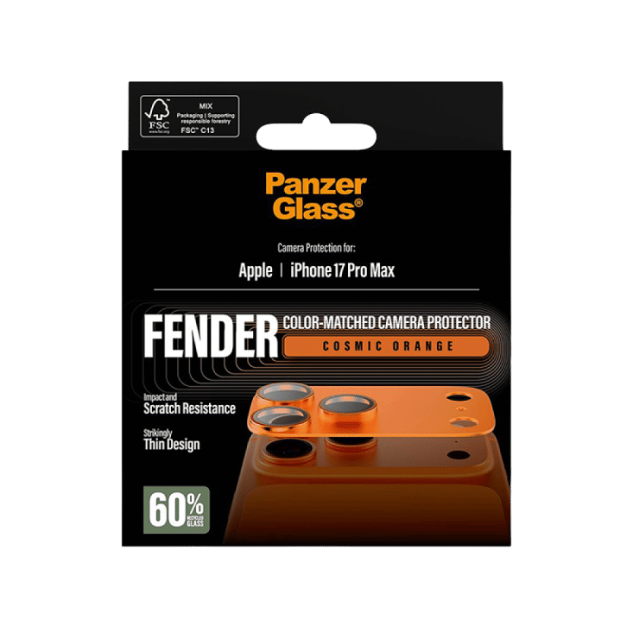 حماية كاميرا بانزر جلاس Fender كاملة ايفون 17 برو ماكس - برتقالي
