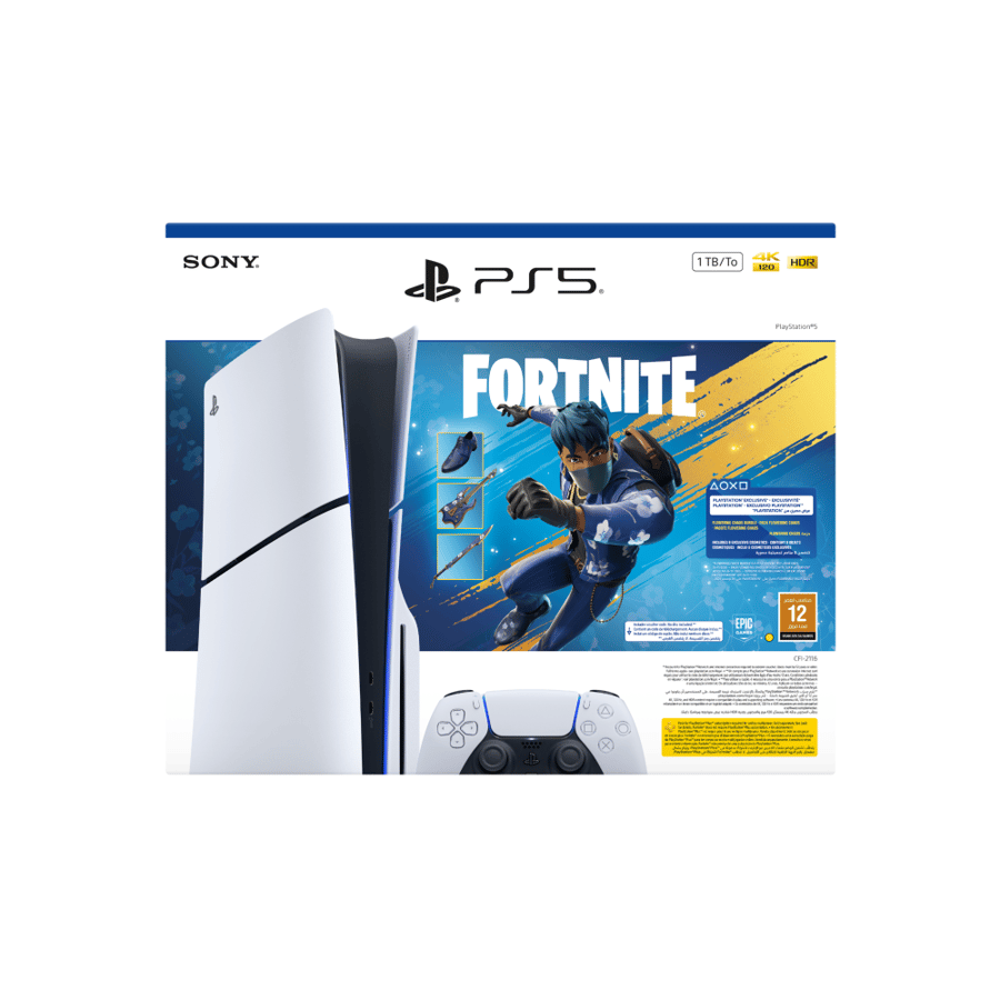 جهاز بلايستيشن 5 مع محرك أقراص Blu-ray سعة 1 تيرابايت + قسيمة لعبة فورت نايت على PS5