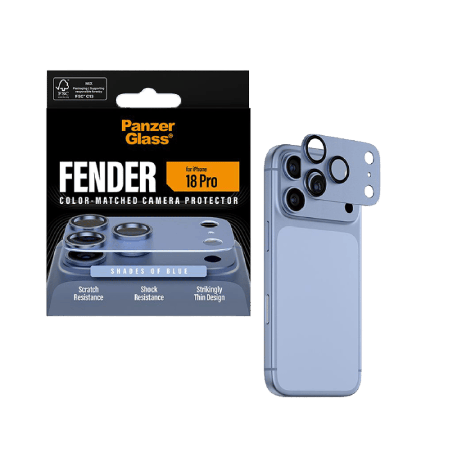 حماية كاميرا بانزر جلاس Fender كاملة ايفون 18 برو - أزرق