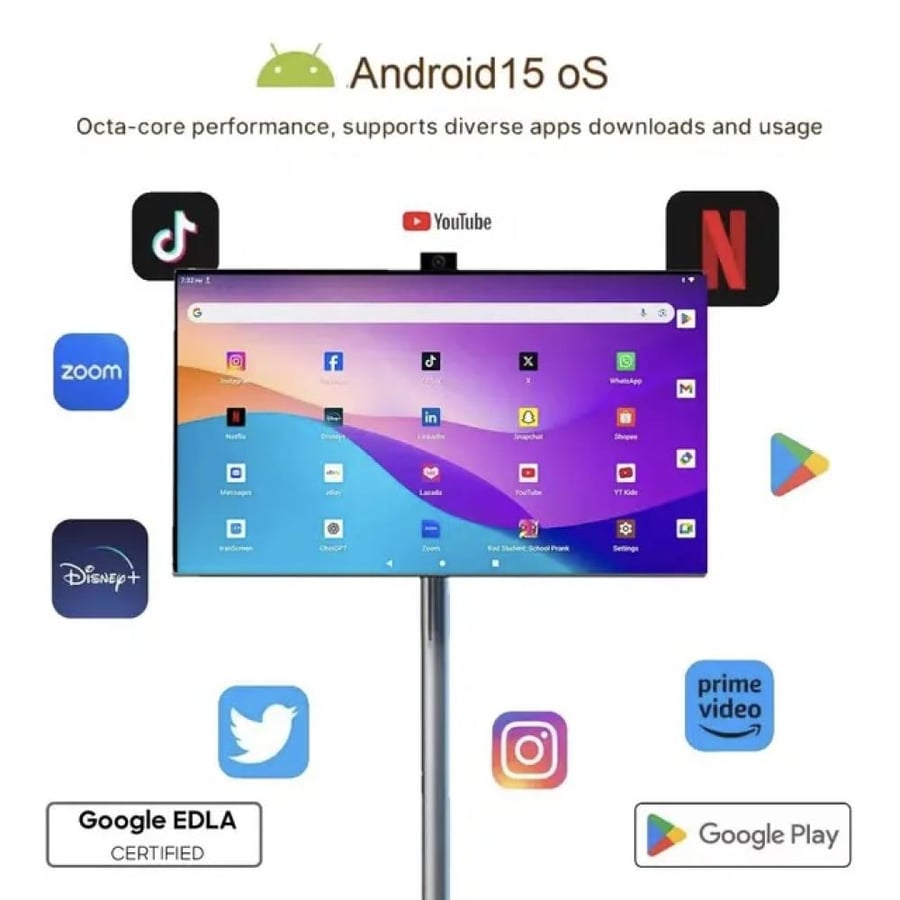 شاشة متنقلة اندرويد ذكية _ 27 بوصة مع كاميرا مدمجة 1080 بكسل Portable Smart Screen