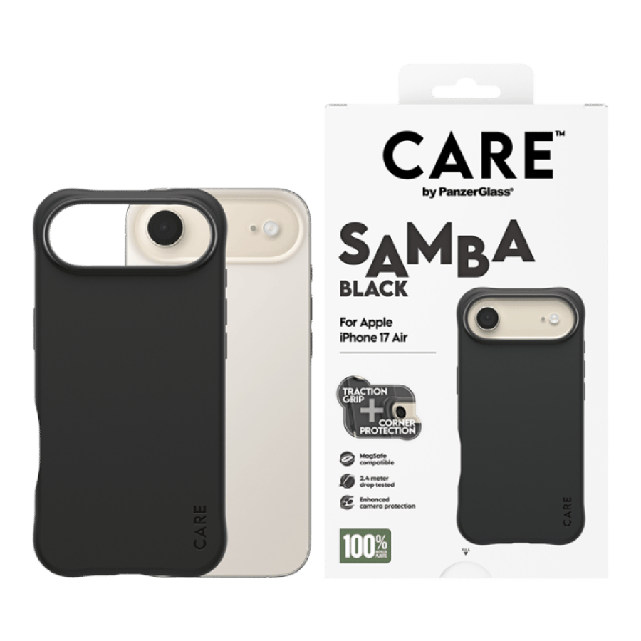 كفر حماية بانزر جلاس CARE فاشيونابل سامبا يدعم MagSafe ايفون 17 اير - أسود