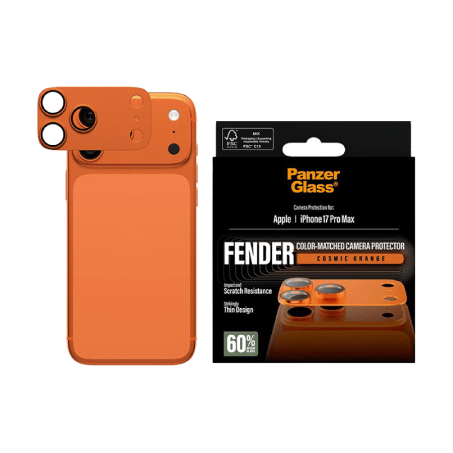 حماية كاميرا بانزر جلاس Fender كاملة ايفون 17 برو ماكس - برتقالي
