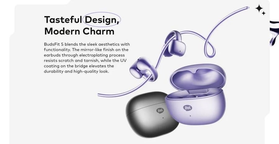 Itel - Itel Buds Fit 5 wireless open-design earphones with AI noise isolation, multi-color