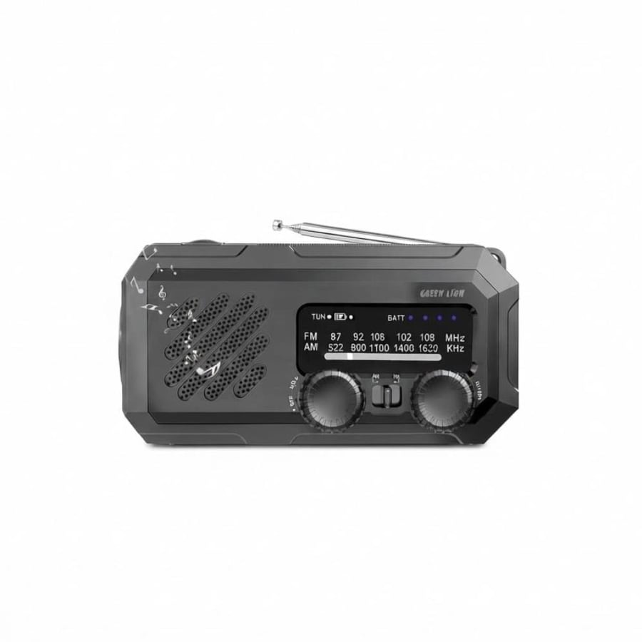 جرين ليون - راديو متنقل مع باور بانك 20000mAh أسود جرين ليون Green Lion G-Radio Lite 20000Mah Power Bank , Radio , Flashlight - Black