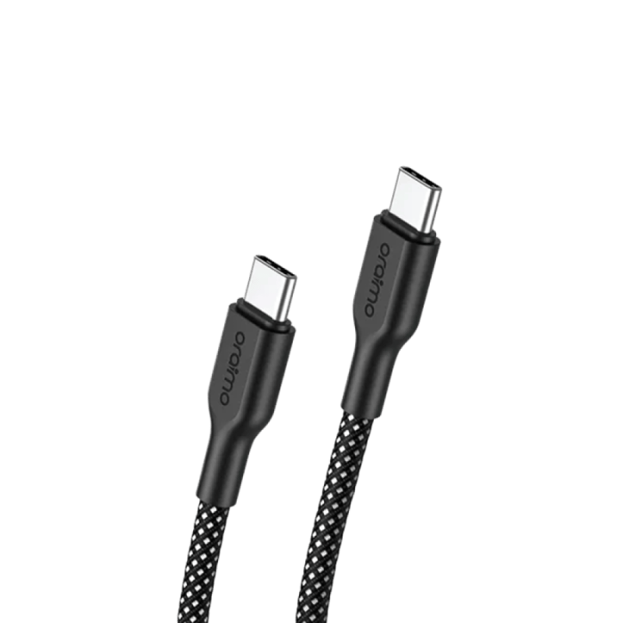 سلك شاحن اورايمو برويد لاين من USB-C الى USB-C مضفر بطول 1 م وبقوة 100 واط - أسود