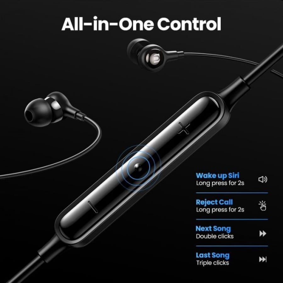 سماعة أذن يوجرين سلكية مع مايكرفون مدمج بوصلة USB-C - أسود
