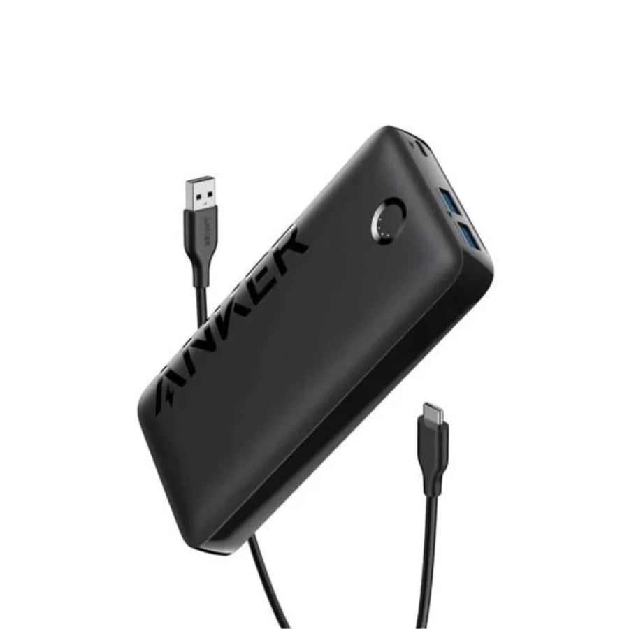انكر - بطارية باوركور بمنفذين USB-A ومنفذ تايب سي بسعة 20,000 ملي امبير 20W - اسود