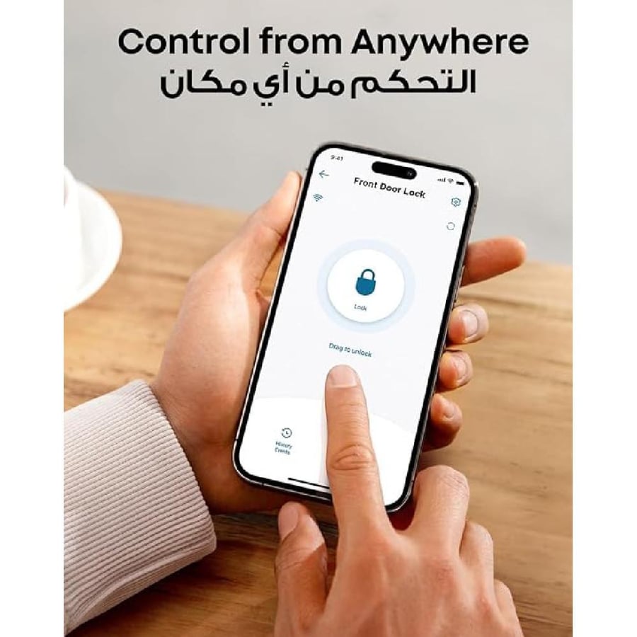 يوفي - قفل باب ذكي مع واي فاي مدمج و لوح رمز سري C110 - أسود