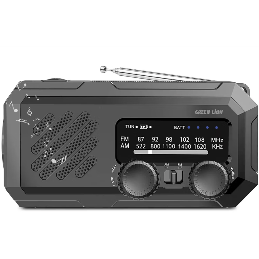 جرين ليون - راديو متنقل مع باور بانك 20000mAh أسود جرين ليون Green Lion G-Radio Lite 20000Mah Power Bank , Radio , Flashlight - Black