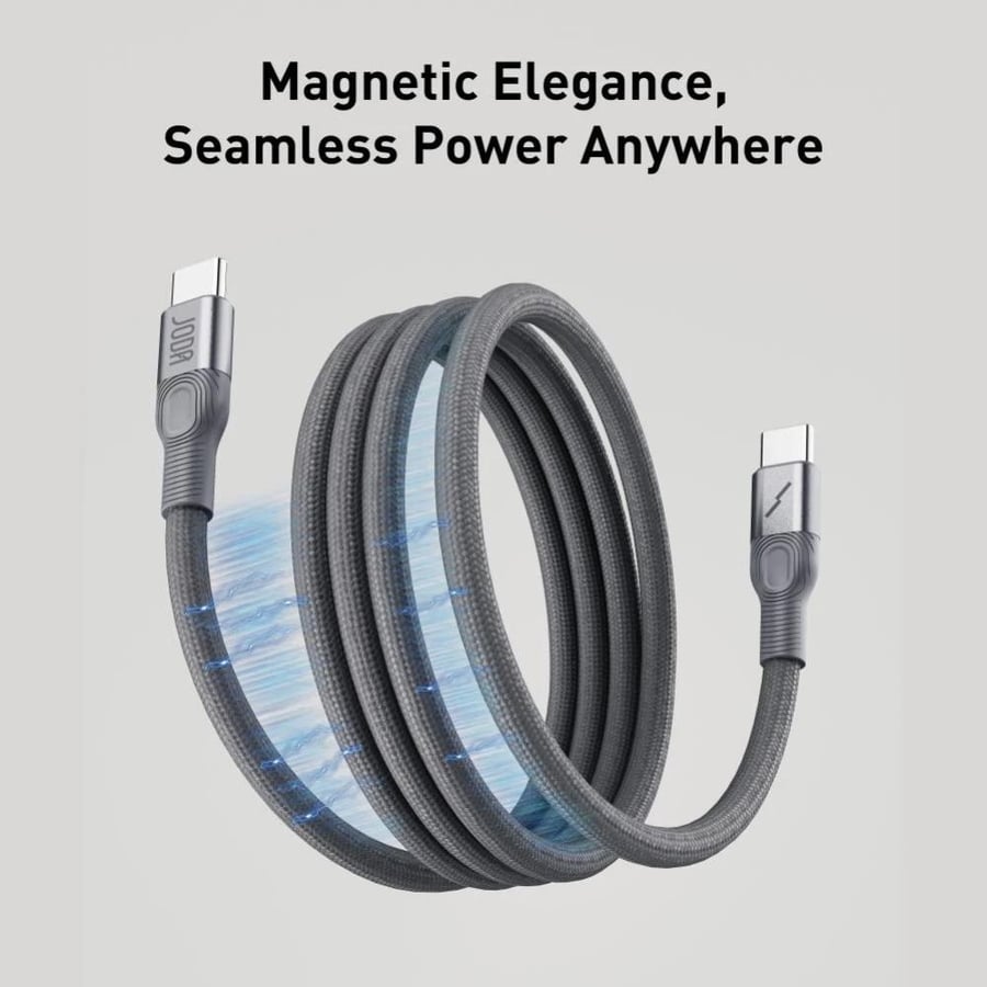 سلك JODA ماج رول مغناطيسي بقوة 60 واط تايب سي الى تايب سي بطول 1.2 متر - تيتانيوم