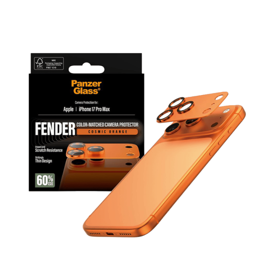 حماية كاميرا بانزر جلاس Fender كاملة ايفون 17 برو ماكس - برتقالي