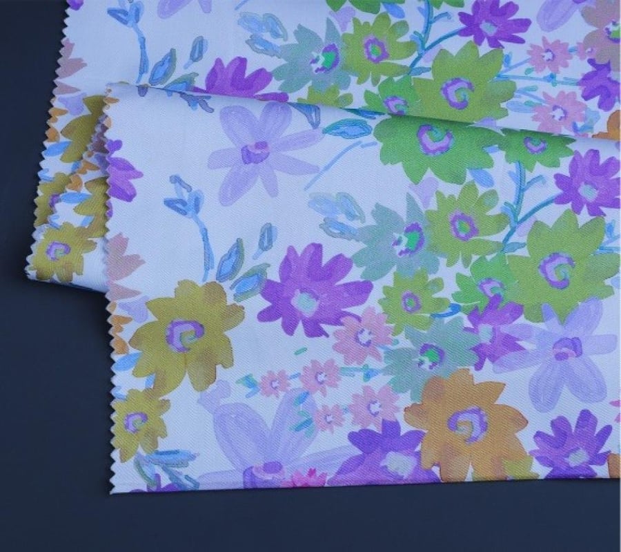 Cotton satin fabric with floral pattern