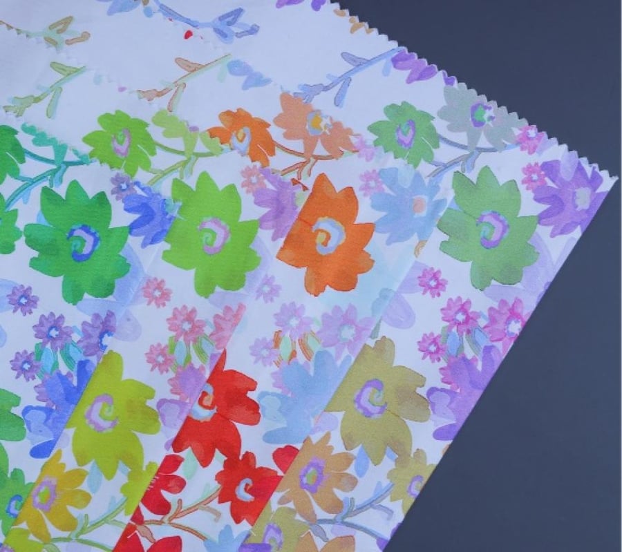 Cotton satin fabric with floral pattern