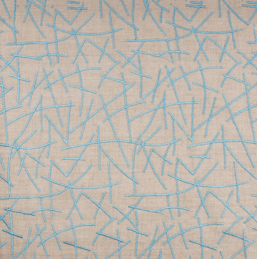 Natural embroidered linen fabric - C10413 India
