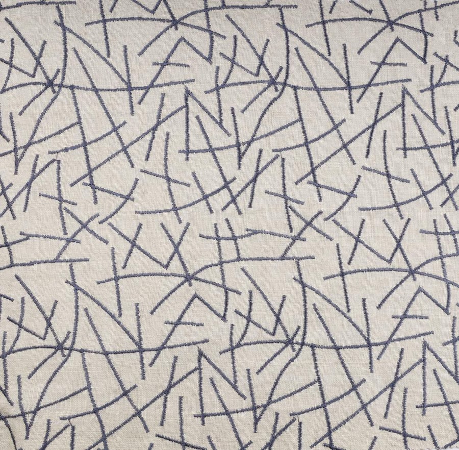 Natural embroidered linen fabric - C10413 India